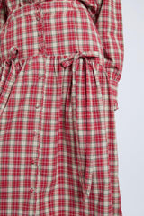 Bottoms | Women Damson Madder Bronte Button Through Midi Skirt - Red Check