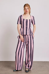 Bottoms | Women Damson Madder Rafe Pants - Pink Navy Stripe