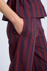 Bottoms | Women Damson Madder Rafe Trousers- Navy And Burgundy Stripe