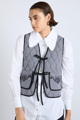 Co-ords | Women Damson Madder Arte Reversible Gilet - Black Gingham