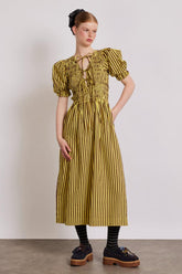 Co-ords | Women Damson Madder Bluebelle Midi Dress - Brown Yellow Stripe