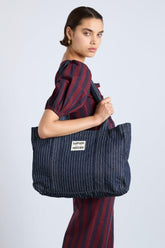 Co-ords | Women Damson Madder Damson Tote Bag - Denim Pinstripe
