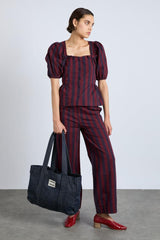 Co-ords | Women Damson Madder Damson Tote Bag - Denim Pinstripe