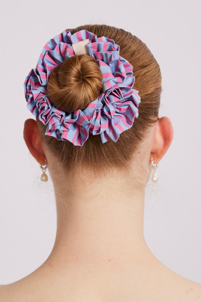 Co-ords | Women Damson Madder Garter Scrunchie - Blue And Pink Stripe