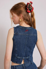 Co-ords | Women Damson Madder Isla Denim Waistcoat - Vintage Wash