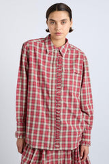 Co-ords | Women Damson Madder Kylie Ruffle Shirt - Red Check