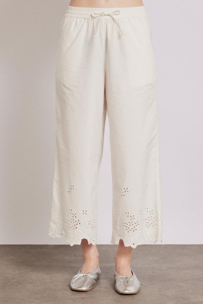 Co-ords | Women Damson Madder Lana Trousers - White Broderie