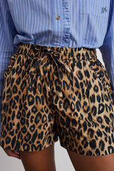 Co-ords | Women Damson Madder Leopard Pull On Shorts