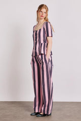 Co-ords | Women Damson Madder Rafe Pants - Pink Navy Stripe