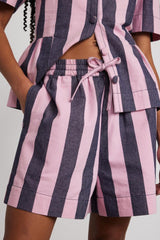 Co-ords | Women Damson Madder Rafe Shorts - Blue Pink Stripe