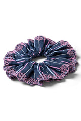 Co-ords | Women Damson Madder Stripe Scrunchie With Broderie Edge