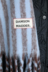 Cold Weather Accessories | Women Damson Madder Chocolate & Baby Blue Fluffy Stripe Scarf