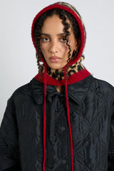 Cold Weather Accessories | Women Damson Madder Hood In Leopard With Red Tie