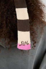 Cold Weather Accessories | Women Damson Madder Knitted Hair Bow In Stripe - Ecru & Choc