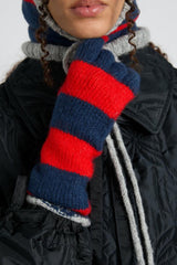 Cold Weather Accessories | Women Damson Madder Long Gloves In Navy & Red Stripe