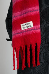Cold Weather Accessories | Women Damson Madder Pink & Red Fluffy Stripe Scarf