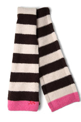 Cold Weather Accessories | Women Damson Madder Skinny Stripe Scarf In Choc & Ecru