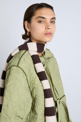 Cold Weather Accessories | Women Damson Madder Skinny Stripe Scarf In Choc & Ecru