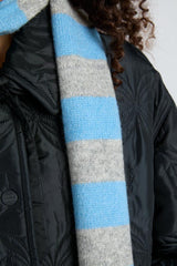Cold Weather Accessories | Women Damson Madder Skinny Stripe Scarf In Grey & Blue