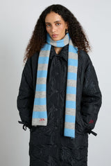 Cold Weather Accessories | Women Damson Madder Skinny Stripe Scarf In Grey & Blue