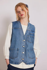 Denim | Women Damson Madder Billie Denim Gilet - Vintage Wash