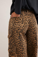 Denim | Women Damson Madder Cargo Jeans - Leopard