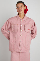Denim | Women Damson Madder Frilly Fin Jacket - Pink Stripe