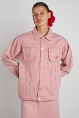 Denim | Women Damson Madder Frilly Fin Jacket - Pink Stripe
