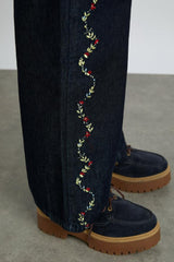 Denim | Women Damson Madder Rafe Jeans - Embroidered Floral