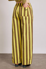 Denim | Women Damson Madder Rafe Pants - Yellow Choc Stripe
