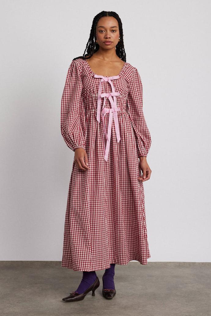 Dresses | Women Damson Madder Dakota Bow Midi Dress - Red Gingham