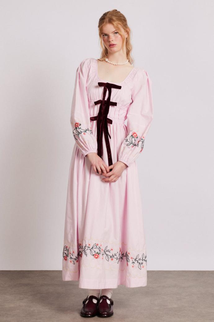 Dresses | Women Damson Madder Dakota Dress - Pink Embroidery