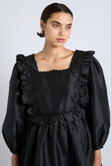 Dresses | Women Damson Madder Piarra Mini Smock Dress - Black With Pink Bows