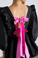 Dresses | Women Damson Madder Piarra Mini Smock Dress - Black With Pink Bows