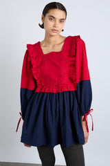 Dresses | Women Damson Madder Piarra Mini Smock Dress - Red & Navy