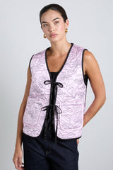 Gilets | Women Damson Madder Arte Reversible Gilet - Black & Pink Satin