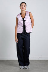 Gilets | Women Damson Madder Arte Reversible Gilet - Black & Pink Satin
