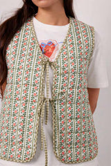 Gilets | Women Damson Madder Arte Reversible Tie Gilet - Green Gingham