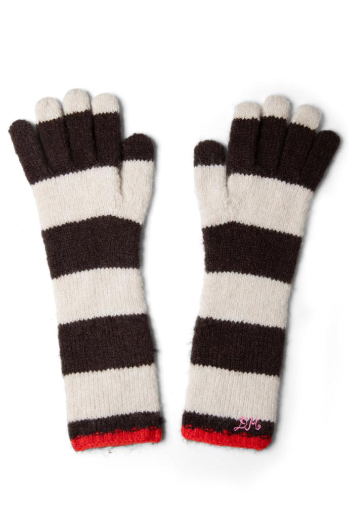 Gloves | Women Damson Madder Long Gloves In Choc & Ecru Stripe
