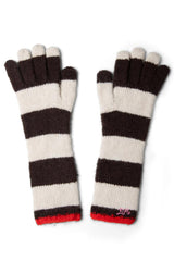 Gloves | Women Damson Madder Long Gloves In Choc & Ecru Stripe