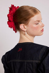 Hair Accessories | Women Damson Madder Embroidered Scrunchie In Red