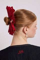 Hair Accessories | Women Damson Madder Embroidered Scrunchie In Red