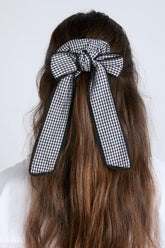 Hair Accessories | Women Damson Madder Gingham Bow Scrunchie In Black & Ecru