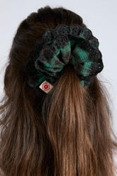 Hair Accessories | Women Damson Madder Green Check Broderie Scrunchie