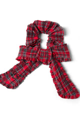 Hair Accessories | Women Damson Madder Red Check Bow Scrunchie