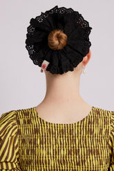 Hair Accessories | Women Damson Madder Scrunchie With Broderie Edge - Black