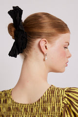 Hair Accessories | Women Damson Madder Scrunchie With Broderie Edge - Black