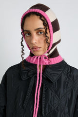 Hats | Women Damson Madder Hood In Cream & Choc With Pink Tie