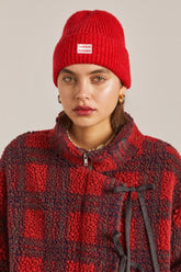Hats | Women Damson Madder Scalloped Edge Beanie - Red