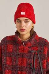 Hats | Women Damson Madder Scalloped Edge Beanie - Red